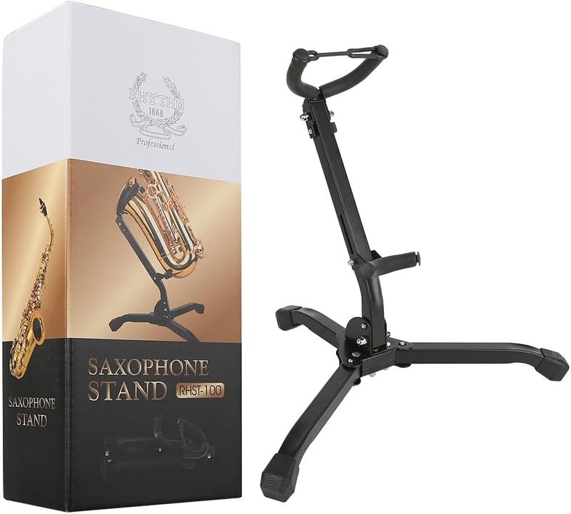 Rhythm Folding Saxophone Stand, Alto/Tenor Sax Stand, Adjustable Saxophone Holder Rack Portable Saxophone Stand - Image 1
